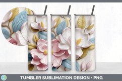 3D Magnolia Flowers Tumbler | 3D Tumbler Wrap Product Image 6