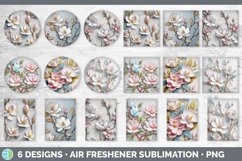 3D Magnolia Flowers Air Freshener | Sublimation Car Freshene Product Image 2