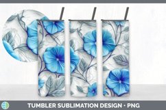 3D Morning Glory Flowers Tumbler | Sublimation 20 oz Skinny Product Image 2