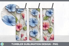 3D Morning Glory Flowers Tumbler | Sublimation 20 oz Skinny Product Image 5