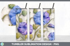 3D Morning Glory Flowers Tumbler | Sublimation 20 oz Skinny Product Image 6