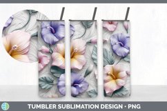 3D Morning Glory Flowers Tumbler | Sublimation 20 oz Skinny Product Image 7