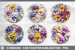 3D Pansy Flowers Car Coaster | Sublimation Coaster Designs B Product Image 2