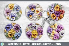 3D Pansy Flowers Keychain | Sublimation Keyring Designs Bund Product Image 2