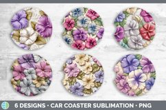 3D Petunia Flowers Car Coaster | Sublimation Coaster Designs Product Image 2
