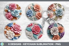 3D Rose Flowers Keychain | Sublimation Keyring Designs Bundl Product Image 2