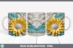 3D Sunflower Flowers Mug Wrap | Sublimation Coffee Cup Desig Product Image 2