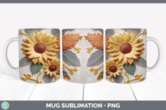 3D Sunflower Flowers Mug Wrap | Sublimation Coffee Cup Desig Product Image 3