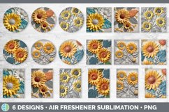 3D Sunflower Flowers Air Freshener | Sublimation Car Freshen Product Image 2