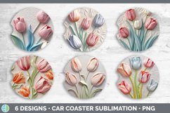 3D Tulip Flowers Car Coaster | Sublimation Coaster Designs B Product Image 2