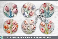 3D Tulip Flowers Keychain | Sublimation Keyring Designs Bund Product Image 2