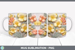 3D Abutilon Flowers Mug Wrap | Sublimation Coffee Cup Design Product Image 4