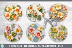 3D Abutilon Flowers Keychain | Sublimation Keyring Designs B Product Image 2