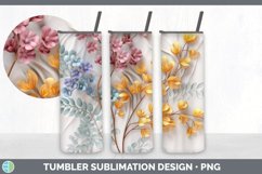 3D Acacia Flowers Tumbler | Sublimation 20 oz Skinny Tumbler Product Image 3