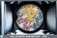 3D Flowers Acacia Car Coaster Sublimation Coaster Designs Product Image 1
