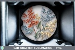 3D Flowers Acacia Car Coaster Sublimation Coaster Designs Product Image 1