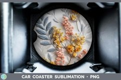 3D Flowers Acacia Car Coaster Sublimation Coaster Designs Product Image 1