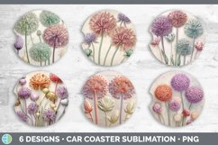 3D Allium Flowers Car Coaster | Sublimation Coaster Designs Product Image 2