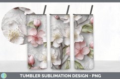 3D Apple Blossom Flowers Tumbler | Sublimation 20 oz Skinny Product Image 2