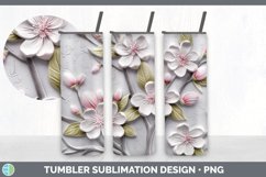 3D Apple Blossom Flowers Tumbler | Sublimation 20 oz Skinny Product Image 3