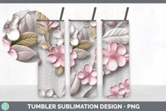 3D Apple Blossom Flowers Tumbler | Sublimation 20 oz Skinny Product Image 5