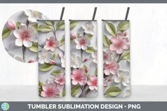 3D Apple Blossom Flowers Tumbler | Sublimation 20 oz Skinny Product Image 6