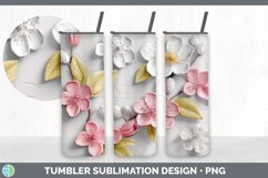 3D Apple Blossom Flowers Tumbler | Sublimation 20 oz Skinny Product Image 7