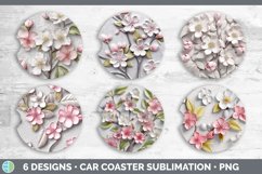 3D Apple Blossom Flowers Car Coaster | Sublimation Coaster D Product Image 2
