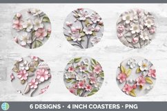 3D Apple Blossom Flowers Round Coaster | Sublimation Coaster Product Image 2