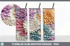3D Aster Flowers Tumbler | Sublimation 20 oz Skinny Tumbler Product Image 3