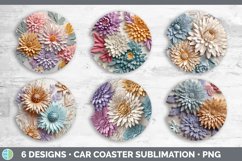 3D Aster Flowers Car Coaster | Sublimation Coaster Designs B Product Image 2