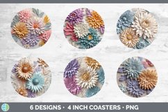 3D Aster Flowers Round Coaster | Sublimation Coaster Designs Product Image 2
