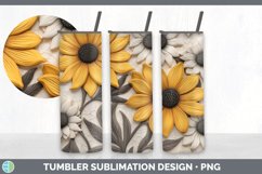 3D Black-eyed Susan Flowers Tumbler | Sublimation 20 oz Skin Product Image 3