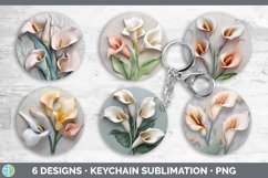 3D Calla Lily Flowers Keychain | Sublimation Keyring Designs Product Image 2