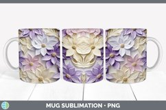 3D Clematis Flowers Mug Wrap | Sublimation Coffee Cup Design Product Image 3