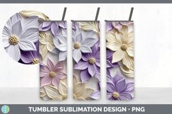 3D Clematis Flowers Tumbler | Sublimation 20 oz Skinny Tumbl Product Image 3