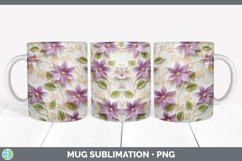 3D Clematis Flowers Mug Wrap | Sublimation Coffee Cup Design Product Image 5