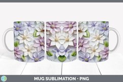 3D Clematis Flowers Mug Wrap | Sublimation Coffee Cup Design Product Image 7