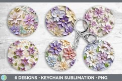 3D Clematis Flowers Keychain | Sublimation Keyring Designs B Product Image 2
