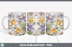 3D Columbine Flowers Mug Wrap | Sublimation Coffee Cup Desig Product Image 2