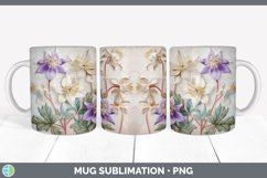 3D Columbine Flowers Mug Wrap | Sublimation Coffee Cup Desig Product Image 4