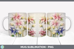 3D Columbine Flowers Mug Wrap | Sublimation Coffee Cup Desig Product Image 5