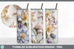 3D Columbine Flowers Tumbler | Sublimation 20 oz Skinny Tumb Product Image 7