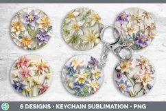 3D Columbine Flowers Keychain | Sublimation Keyring Designs Product Image 2