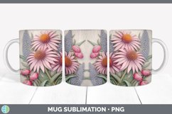 3D Coneflower Flowers Mug Wrap | Sublimation Coffee Cup Desi Product Image 3