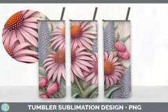 3D Coneflower Flowers Tumbler | Sublimation 20 oz Skinny Tum Product Image 3