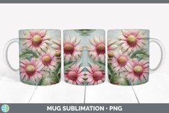 3D Coneflower Flowers Mug Wrap | Sublimation Coffee Cup Desi Product Image 4