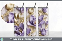 3D Crocus Flowers Tumbler | Sublimation 20 oz Skinny Tumbler Product Image 5