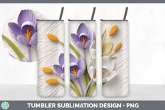 3D Crocus Flowers Tumbler | Sublimation 20 oz Skinny Tumbler Product Image 6