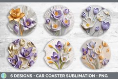 3D Crocus Flowers Car Coaster | Sublimation Coaster Designs Product Image 2